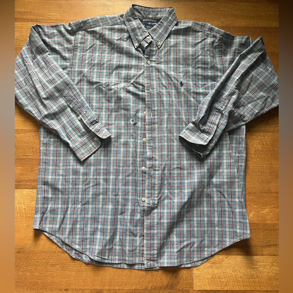 Ralph Lauren Blue and Red Casual Button Down Shirt